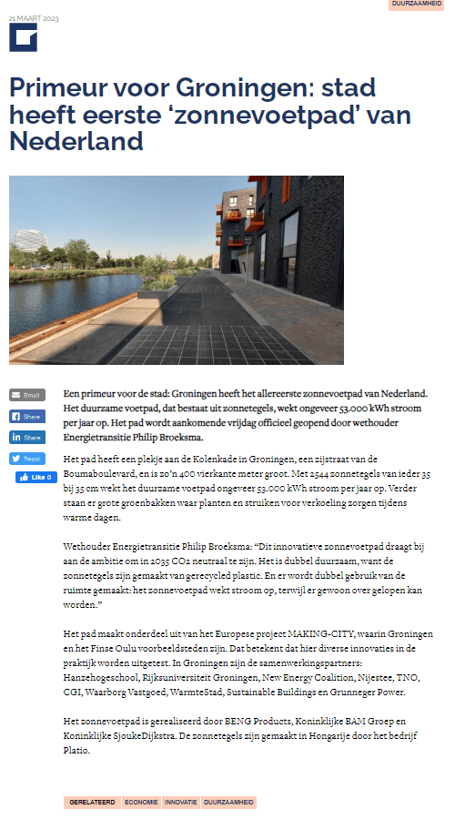BENGsolar_zonnetegels_PLATIO_solarpaver_Solartegel_Groningen_ondernemers_Courant